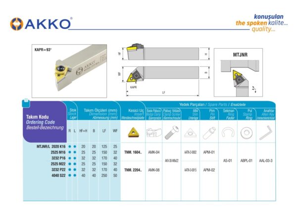 AKKO MTJNR 2020 K16 External turning toolholder - RIGHT HAND - Image 2