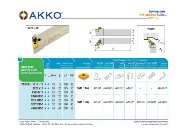 AKKO PDJNR 2020 K15C External turning toolholder - RIGHT HAND - Image 2
